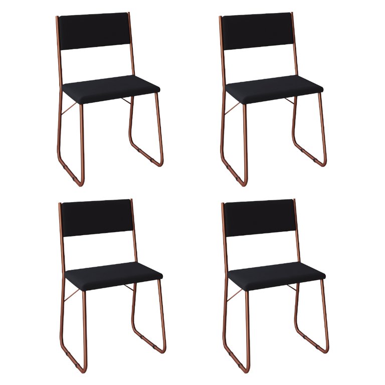 Kit 4 Cadeiras de Jantar Estofadas Angra - Cobre e Preta