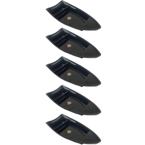 Conjunto 5 Barcas para Sushi Comida Japonesa Oriental Pretos Uno Coza Plástico 27,5x13cm