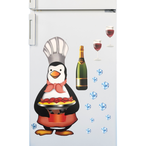 Mega Adesivo 3d Decorativo Pinguim Master Chefe Holográfico:chefe Vinho
