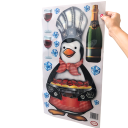 Mega Adesivo 3d Decorativo Pinguim Master Chefe Holográfico:chefe Vinho - 9