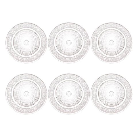 Jogo de Pratos de Sobremesa Império em Vidro 6 Peças 18cm - Hauskraft