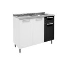Ver imagem 1 de Gabinete de Cozinha Modulado Balcão C/ Pia Múltipla C/ 3 Portas e 1 Gaveta Branco/preto -
