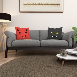 Kit 2 Capas de Almofadas Emoji Sala Sofá Cama Estampas Digital 40cm x 40cm Decorativas Zíper Quarto - 2