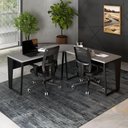 Ver imagem 1 de Mesa em L Escritório Pés Metal 180cm Cinza Sagrado com Preto F5 Office