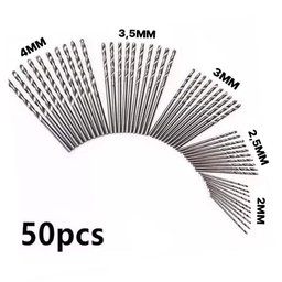 Jogo com 50 Brocas de Aço Rápido Cilindrica para Madeira Ferro Concreto 2 2,5 3,3,5 4 - 5