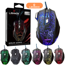 Mouse Gamer Rgb 3200 Dpi Lehmox Óptico com Led Fio para Jogo - 3