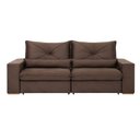Ver imagem 2 de Sofá com Chaise Veneza 3 Lugares Retrátil 250cm Marrom Veludo