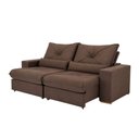 Ver imagem 3 de Sofá com Chaise Veneza 3 Lugares Retrátil 250cm Marrom Veludo