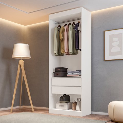 Guarda-Roupas Closet Modulado Roupeiro sem Portas 2 Gavetas Versatille Yescasa
