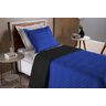 Colcha Cobre Leito Cama de Solteiro 2 Pç Dupla Face Acolchoado Microfibra Azul Royal e Preto - 2