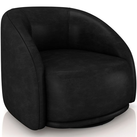 Poltrona Decorativa Giratória Angelina M03 Couríssimo Preto - Lyam Decor