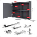 Ver imagem 7 de Espelheira Suspensa Armário Banheiro Prateleira Cinza Kit Acessórios Lavabo 6 Peças Premium