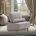 Ver imagem 2 de Poltrona Decorativa Aurea Base Aço Champagne Linho Cinza Mesclado - Nexta