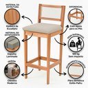 Ver imagem 3 de Kit 02 Banquetas Altas Brunella 99cm com Encosto Telinha Estilo Palha Linho Cru - Desk Design