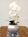 Ver imagem 2 de Arranjo de Orquídea Artificial Branca em Aquário Cinza