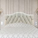 Ver imagem 1 de Cabeceira Solteiro Cama Box Botões Provençal Bege Suede com Pés 120cm Altura Rbl