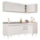 Ver imagem 1 de Armário de Cozinha Modulado de Canto Esquerdo 4 Peças Cp51 com Pia Inox Branco - Lumil Lumil Móveis