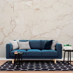 Papel de Parede Painel 3D Mármore Porcelanato Bege 2,5M Auto Colante Lavável Revestimento Brilhoso - 1