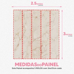 Papel de Parede Painel 3D Mármore Porcelanato Bege 2,5M Auto Colante Lavável Revestimento Brilhoso - 4