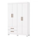 Ver imagem 3 de Guarda-roupa Solteiro Genova 4 Portas 2 Gavetas 22112 Branco - Carioca Móveis