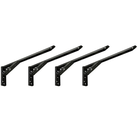 Kit 02 Pares Suporte para Mesa Dobrável Retrátil 30 Cm H02 Mão Francesa Preto - Lyam