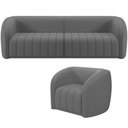 Ver imagem 1 de Kit Sofá 5 Lugares para Sala 332cm com 01 Poltrona Lazio M03 Veludo Cinza - Lyam Decor