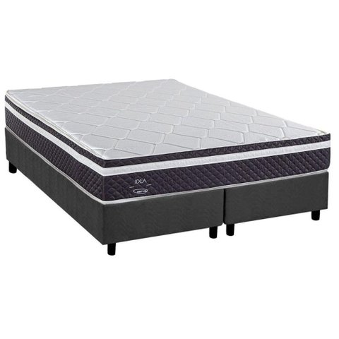 Cama Box King: Colchão Molas Masterpocket Ensacadas Herval C1789 + Base Crc Suede Gray (193x203)