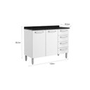 Ver imagem 3 de Gabinete de Cozinha Modulado Balcão Evidence 7126 2 Portas e 4 Gavetas c/ Tampo Branco - Bertolini