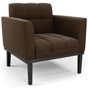 Ver imagem 1 de Poltrona Decorativa Base Madeira Preto Ana Suede Marrom - Ibiza