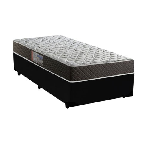 Cama Box Solteiro Colchão Mola Ensacada Acolchões + Box Sintético 68x88x188 Cor:Preto
