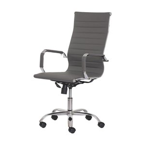 Cadeira Escritório Presidente Pu Cinza Giratória Ajustável