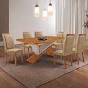 Ver imagem 1 de Mesa de Jantar Yasmin 180cm Tampo MDF Canto Copo Laminado e 6 Cadeiras Lorena