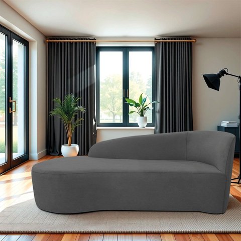 Recamier Curvo Orgânico 160cm 2 Lugares Lado Esquerdo para Sala de Estar Linho Paris