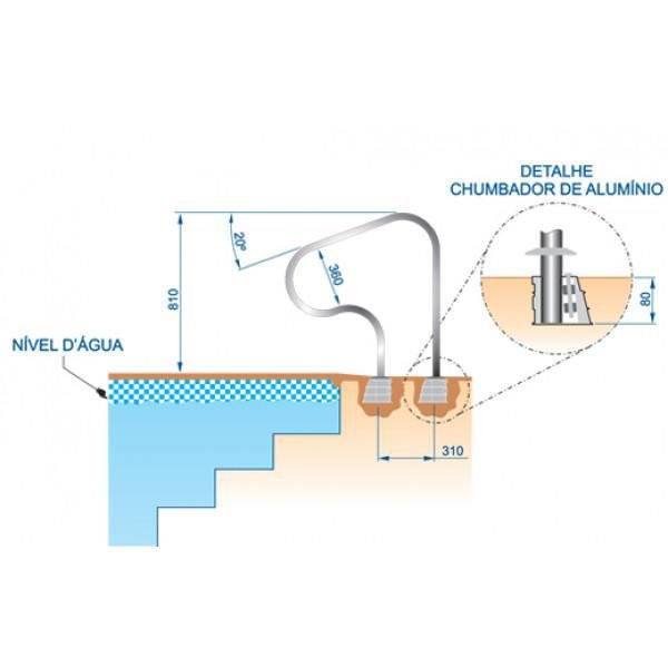 Corrimão Parati em Aço Inox com Chumbador em Alumínio - 5