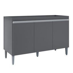 Balcão Pia Manu 120cm 3 Portas Cinza sem Tampo - Ajl Móveis - 1