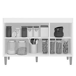 Balcão Pia Manu 120cm 3 Portas Cinza sem Tampo - Ajl Móveis - 3