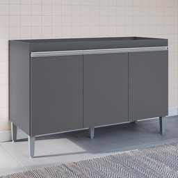 Balcão Pia Manu 120cm 3 Portas Cinza sem Tampo - Ajl Móveis - 2