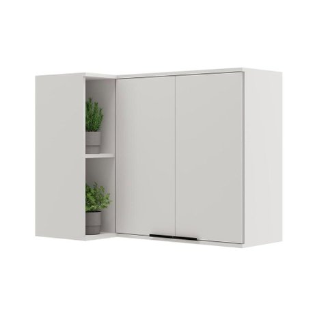 Armário Aéreo P/ Cozinha Alpha 2505 Canto Reto C/ 2 Portas 94cm Branco - Carraro