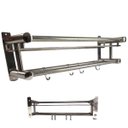 Ver imagem 2 de Organizador Banheiro Cozinha Suporte Gancho Prateleira Dupla Inox Condicionador Shampoo Toalha Condi
