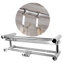 Ver imagem 1 de Organizador Banheiro Cozinha Suporte Gancho Prateleira Dupla Inox Condicionador Shampoo Toalha Condi