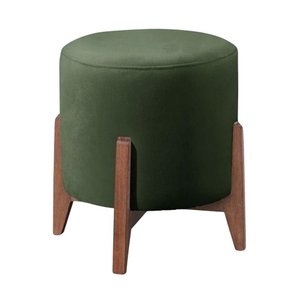Puff Estofado Decorativo para Sala Redondo Paris Veludo Verde
