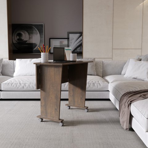 Escrivaninha Mesa Escritório Dobrável com Rodízio ME4117 80cm Rustico