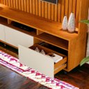 Ver imagem 2 de Estante Home Tvs 60" 4 Portas Absoluto Naturalle e Off Ripado Carmolar