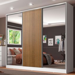 Guarda-roupa Casal 100% Mdf Madesa Royale 3 Portas de Correr com Espelho - 2