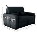 Ver imagem 2 de Sofá Cama com Baú Luka Veludo Inca Preto