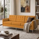 Ver imagem 3 de Sofá Fk 3 Lugares Couro Natural Linha Premium Design Modernista Escritório Recepção Luxo - Caramelo