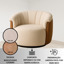 Ver imagem 4 de Poltrona Moderna Base Giratória Estofada Luxo Compose Bouclé/courino P/ Sala Hall Entrada Recepção