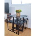 Ver imagem 3 de Mesa Redonda Jantar Prime Compacta de Madeira 4 Cadeiras Preta BF Decor