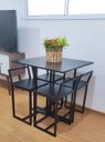 Ver imagem 3 de Mesa Redonda Jantar Prime Compacta de Madeira 4 Cadeiras Preta BF Decor