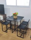 Ver imagem 4 de Mesa Redonda Jantar Prime Compacta de Madeira 4 Cadeiras Preta BF Decor